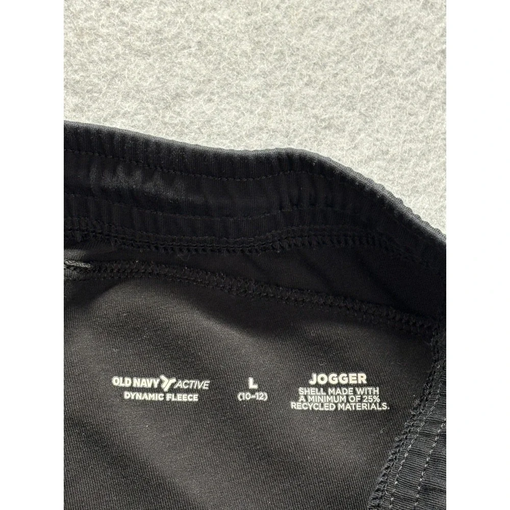 Old Navy Active Boys Fleece Jogger Pants Black Size L 10-12 Zipper Pockets