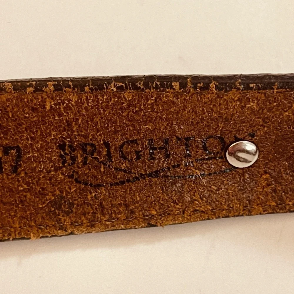 READ Brighton Belt Womens 34‎ Brown Western Tooled Leather Silver Buckle Conchos