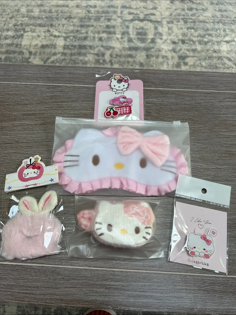 Hello Kitty Pink & White Sleep Mask with Hair Accessories