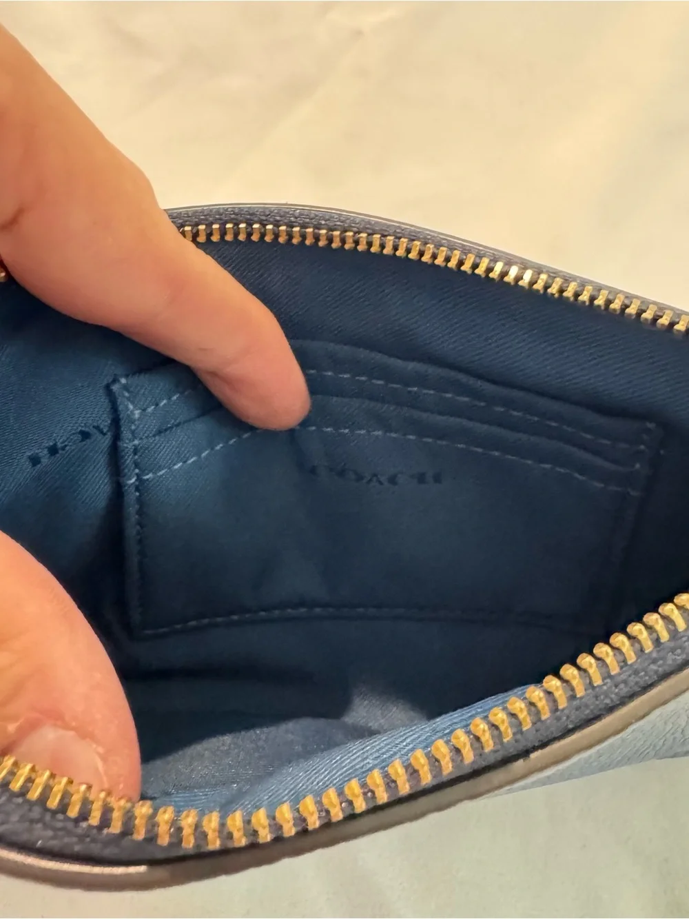 Coach Cobalt Blue Pebbled Leather Wristlet Pouch Wallet - Missing Wrist Strap