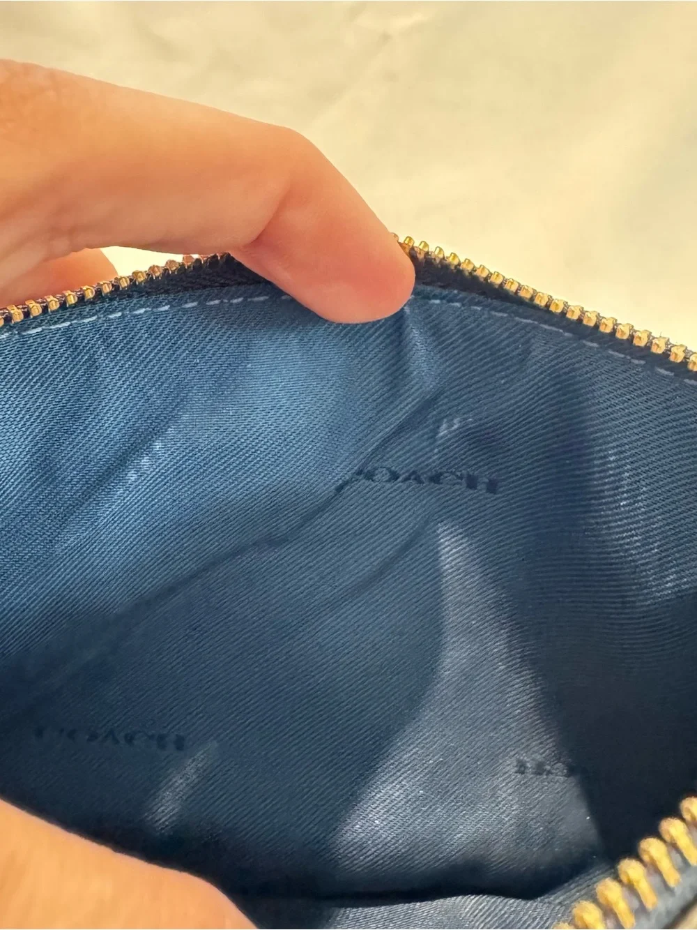 Coach Cobalt Blue Pebbled Leather Wristlet Pouch Wallet - Missing Wrist Strap