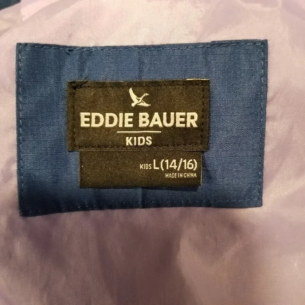 Eddie Bauer Girls Youth Kids Hooded Lightweight Jacket Navy Blue Purple Large