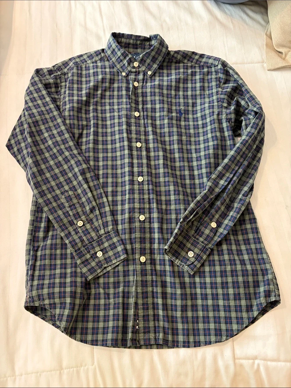 Ralph Lauren Green and Blue Plaid Button-Down Shirt