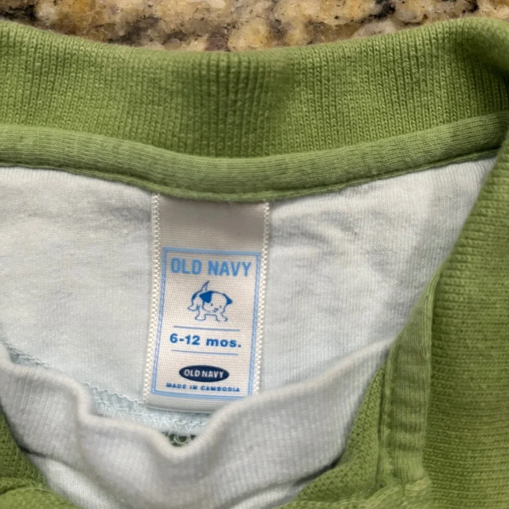 Vintage Old Navy Baby Boys Green Layered Long Sleeve Polo Shirt Varsity 6-12M