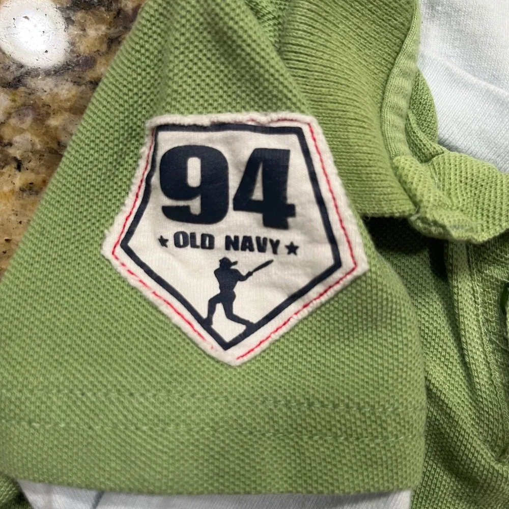 Vintage Old Navy Baby Boys Green Layered Long Sleeve Polo Shirt Varsity 6-12M