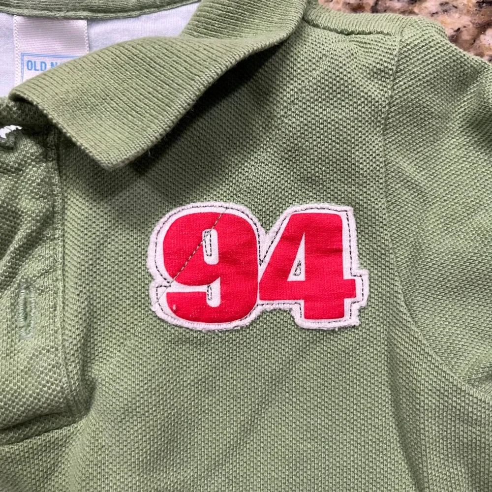 Vintage Old Navy Baby Boys Green Layered Long Sleeve Polo Shirt Varsity 6-12M
