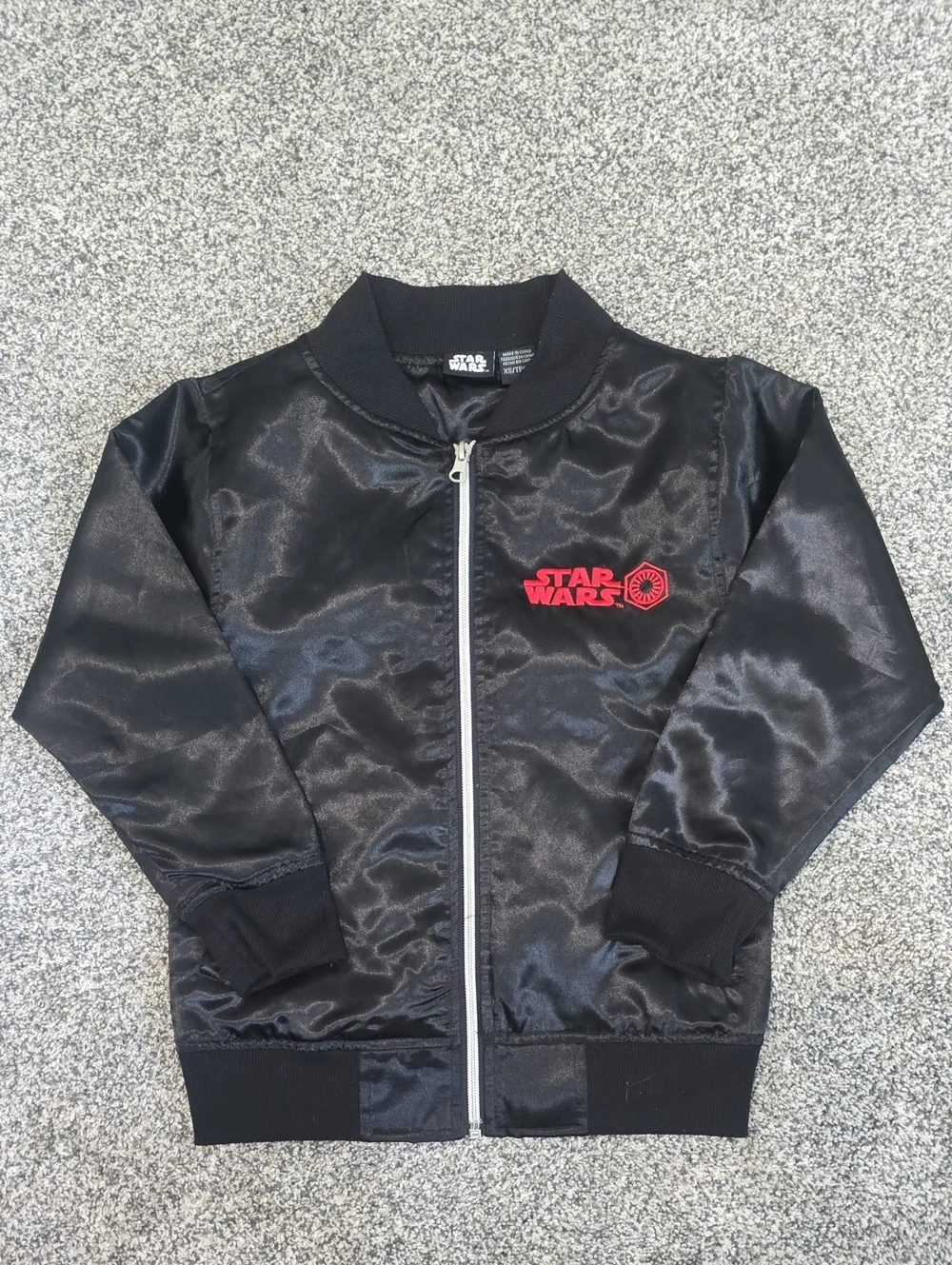Star Wars Youth XS Black Satin TIE Fighter Bomber Jacket