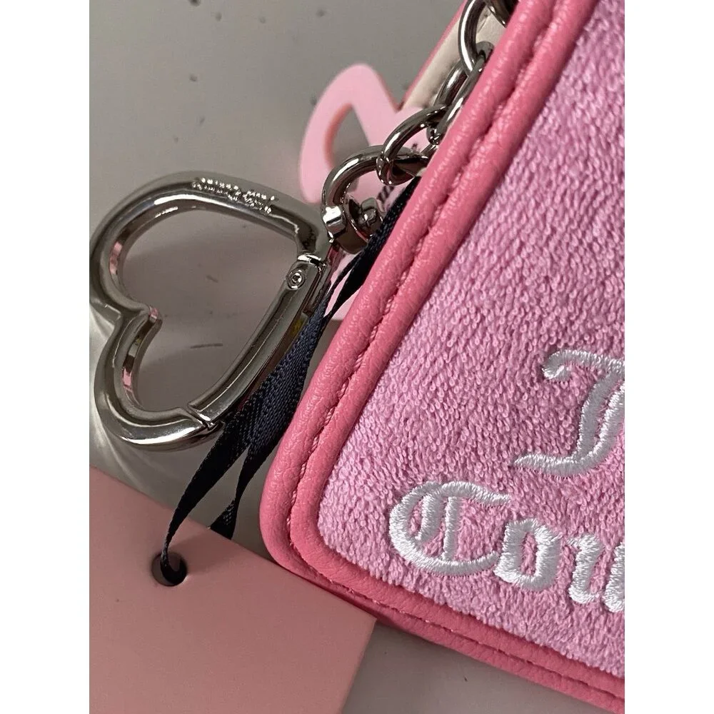 Juicy Couture Juicy Girl Rule Card Case FOB Wallet Pink Cherry Blossom Terry NEW