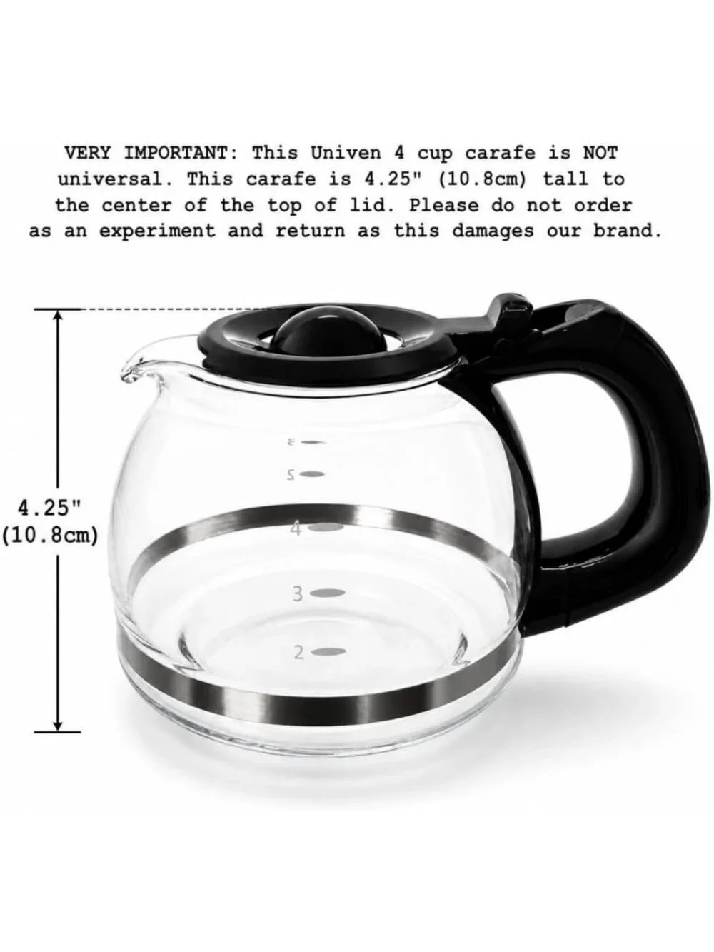 4-Cup Glass Coffeemaker Carafe Compatible with Oster & Mr. Coffee Models, 10.8cm