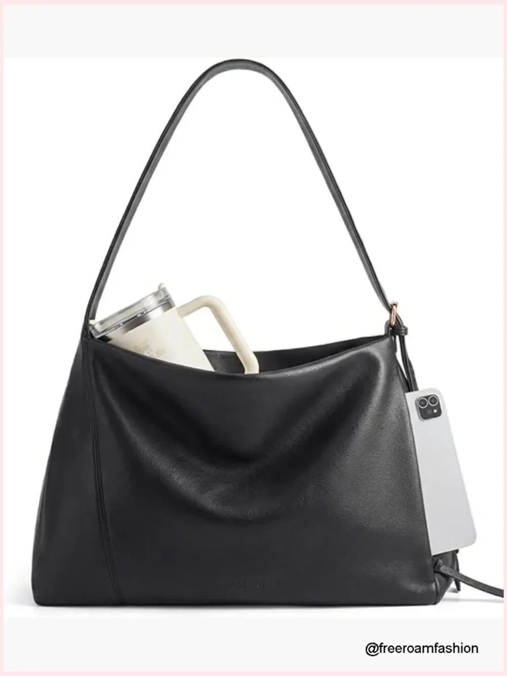 Large Vegan Leather Hobo Bag Shoulder Handbag Crossbody Tote Multi-Pockets