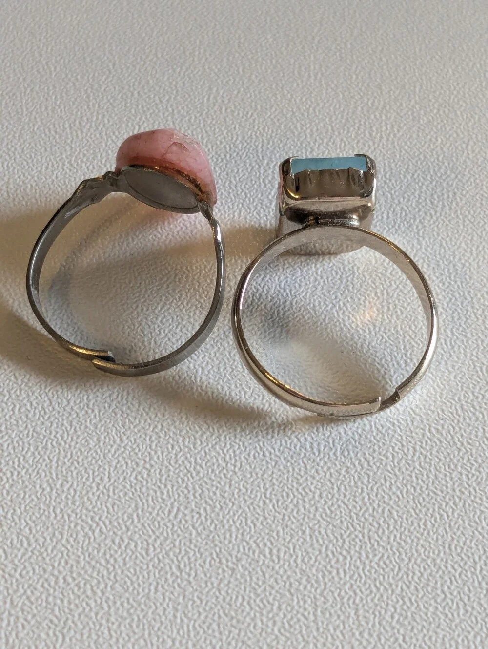 Adjustable Gemstone Rings Set Of 2 Vintage Fair Condition