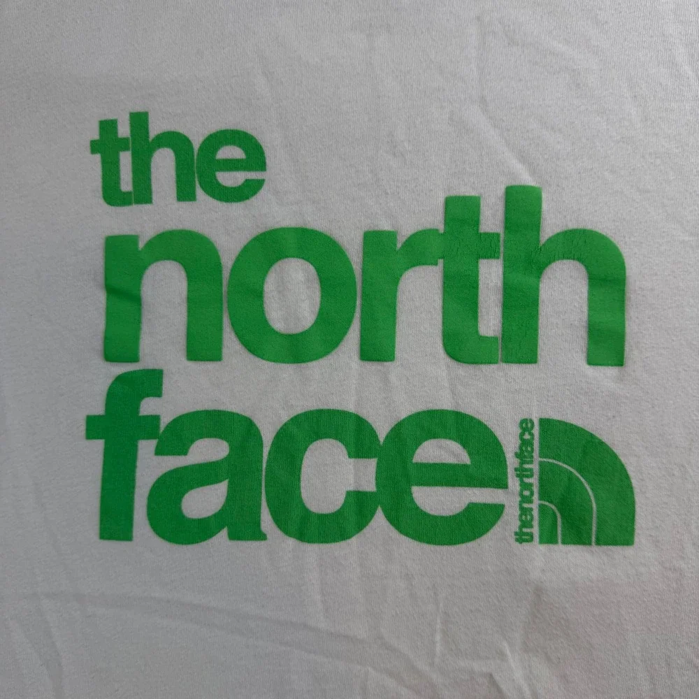 The North Face T-Shirt Men's Large White Green Graphic Logo Short Sleeve Tee