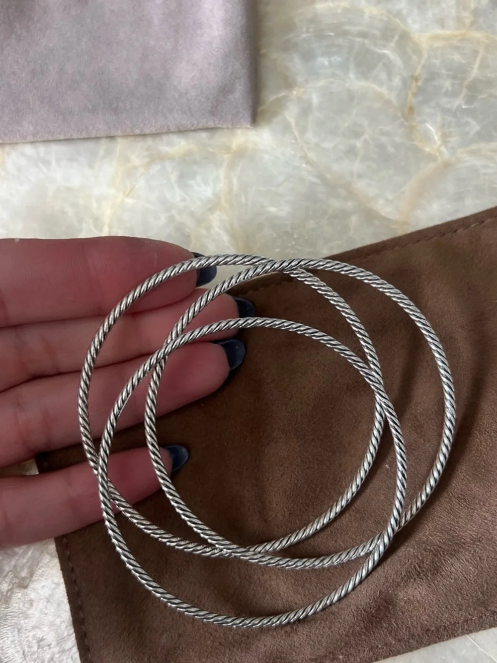 David Yurman Sterling Silver Cable Bangle Bracelet Medium 2.5” 925 Stackable