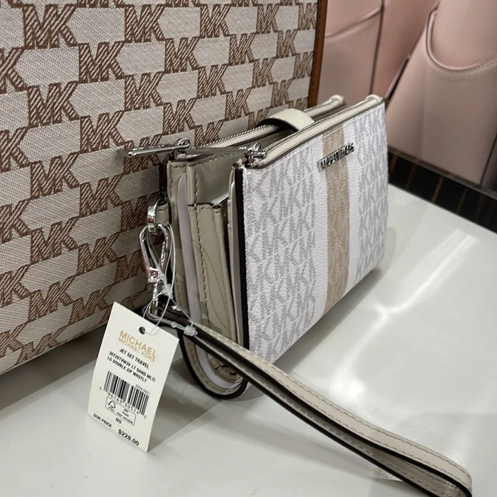 MICHAEL KORS LARGE DOUBLE ZIP WRISTLET wallet, clutch,