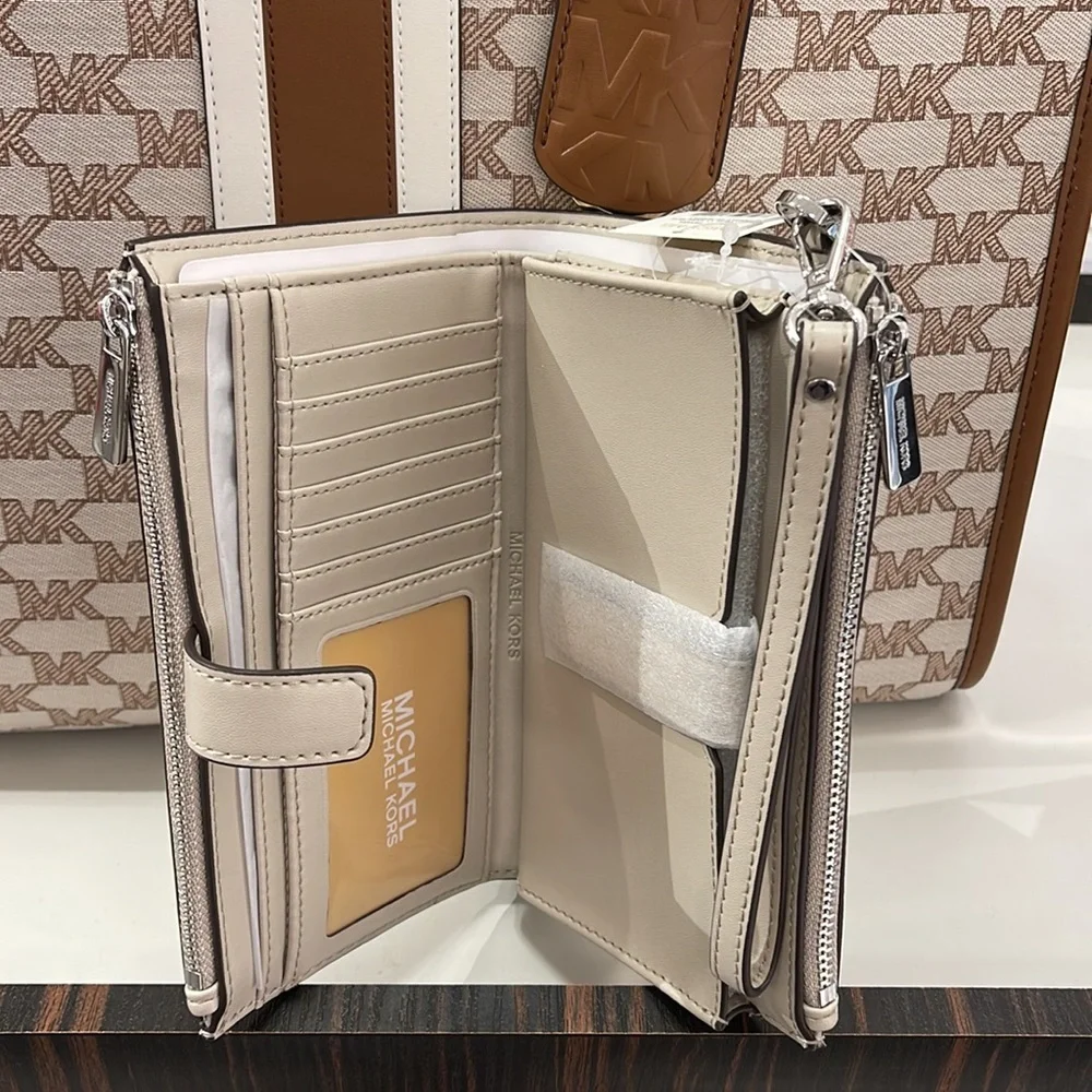 MICHAEL KORS LARGE DOUBLE ZIP WRISTLET wallet, clutch,