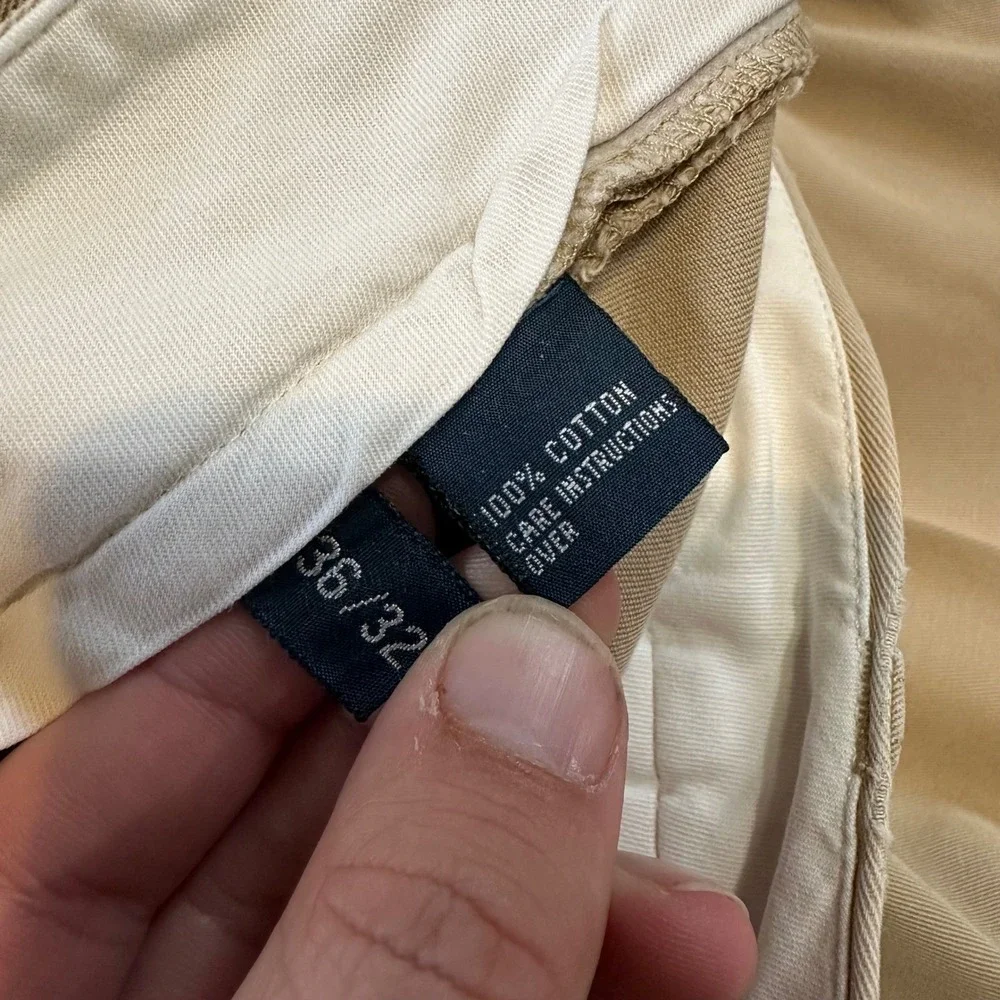 VTG Polo Ralph Lauren Prospect Pant Men 36x32 Tan Khaki Cotton Chino Trousers