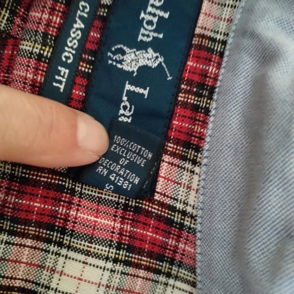 Polo Ralph‎ Lauren Shirt Mens XXL Classic Fit Plaid Red White Black Pony L/S