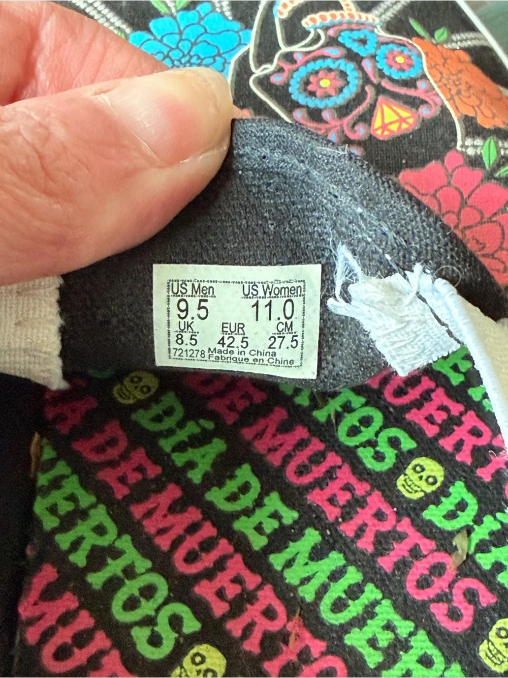 Vans Black Slip-On Sneakers with Neon Floral Sugar Skull Print-glow in dark
