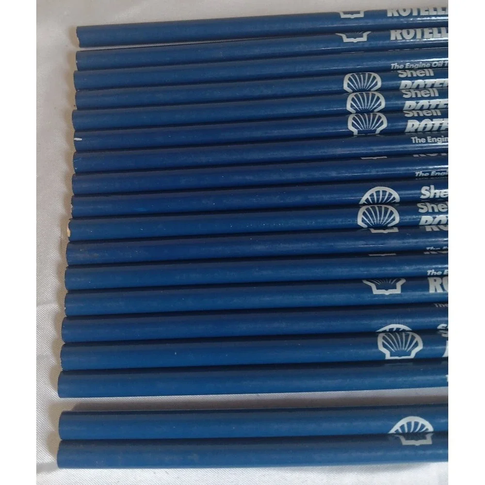 Shell Rotella Advertising Pencils 18 Wood Unsharpened Blue White‎ READ