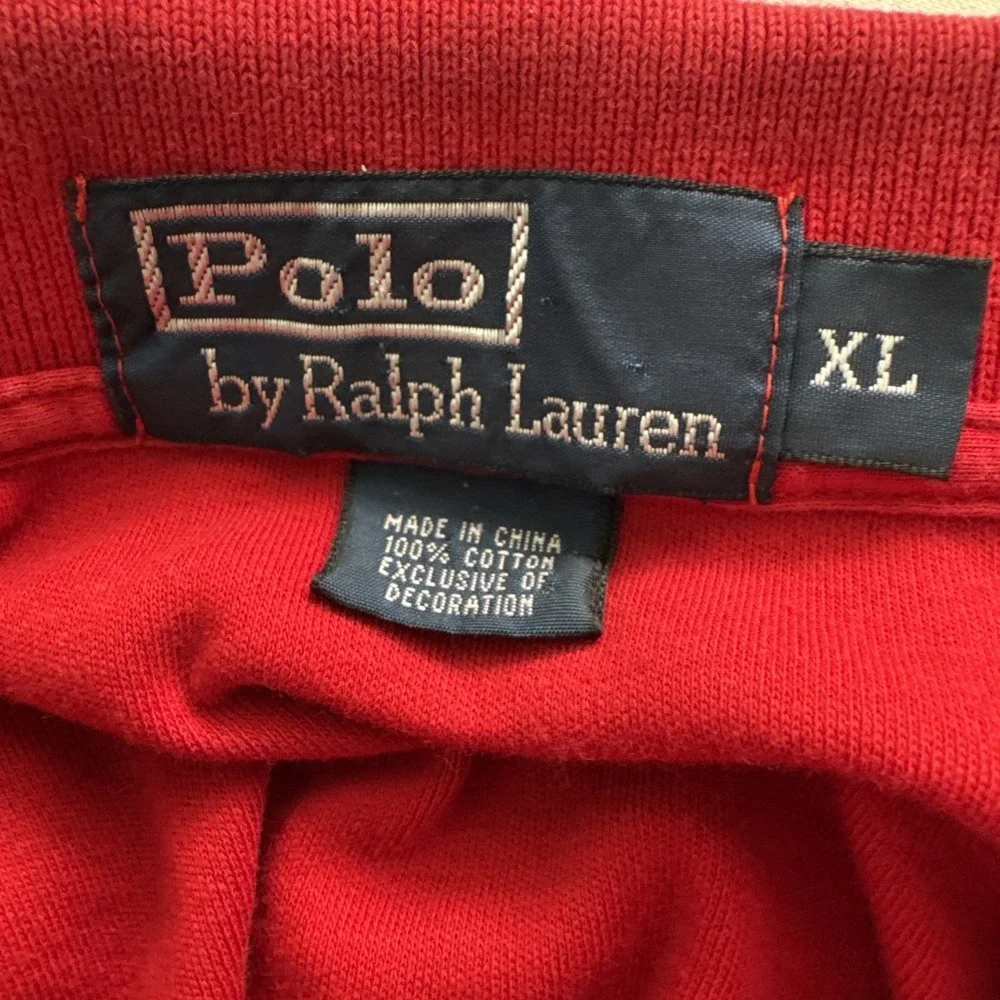 Vintage‎ Polo Ralph Lauren Shirt Mens XL Red Short Sleeve Cotton Pique Knit VTG