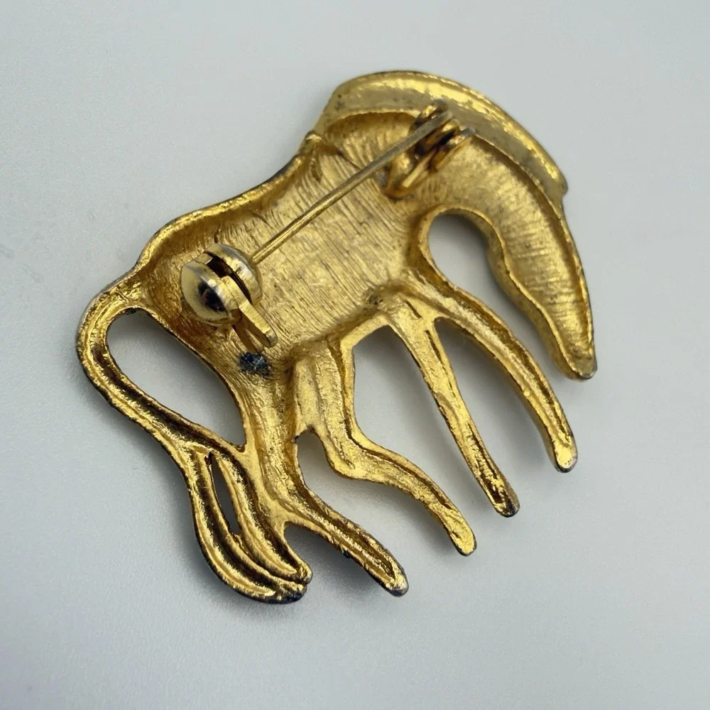 Vintage Gold Tone Zebra Brooch Pin Animal Safari Figural
