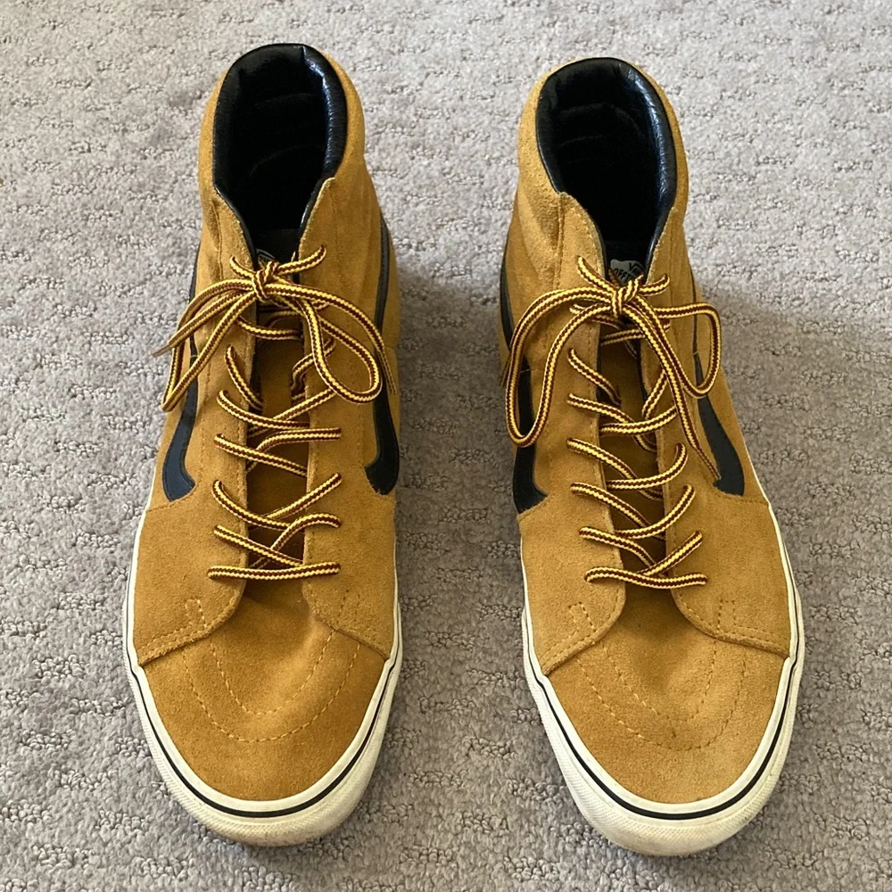 VANS tan suede high-top sneakers, M 9.5/ W 11.