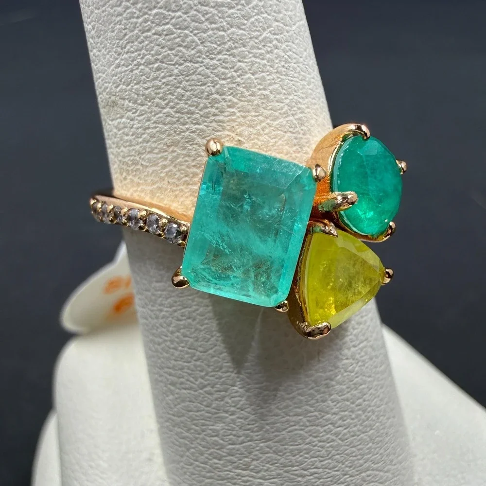 Bomb Party Peaceful Moments Size‎ 6 Ring Lab Stones with Genuin Quartz RBP6140