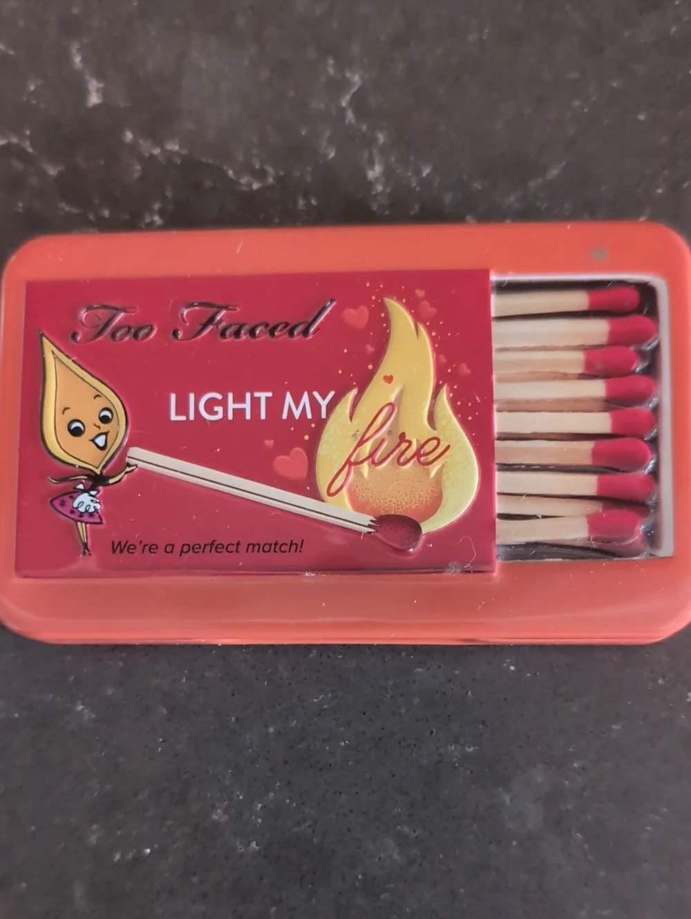 Too Faced Light My Fire Matchbox Lip Tin - Red & Coral