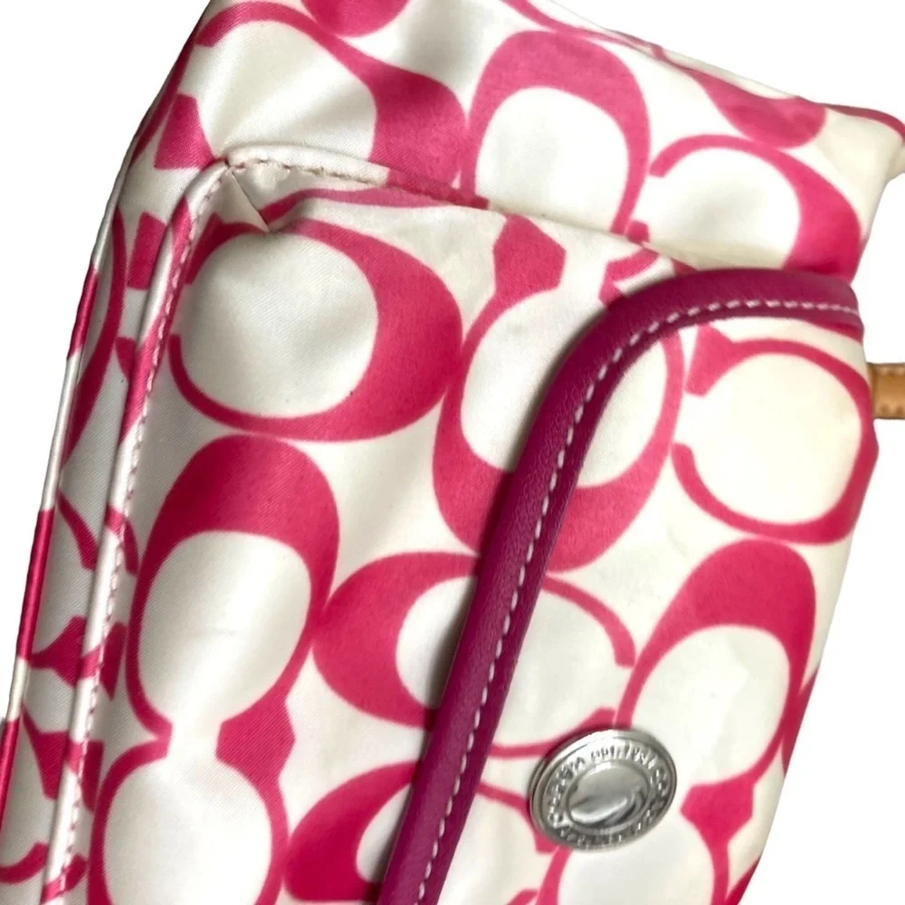 Coach vintage y2k white and pink signature satin mini bag