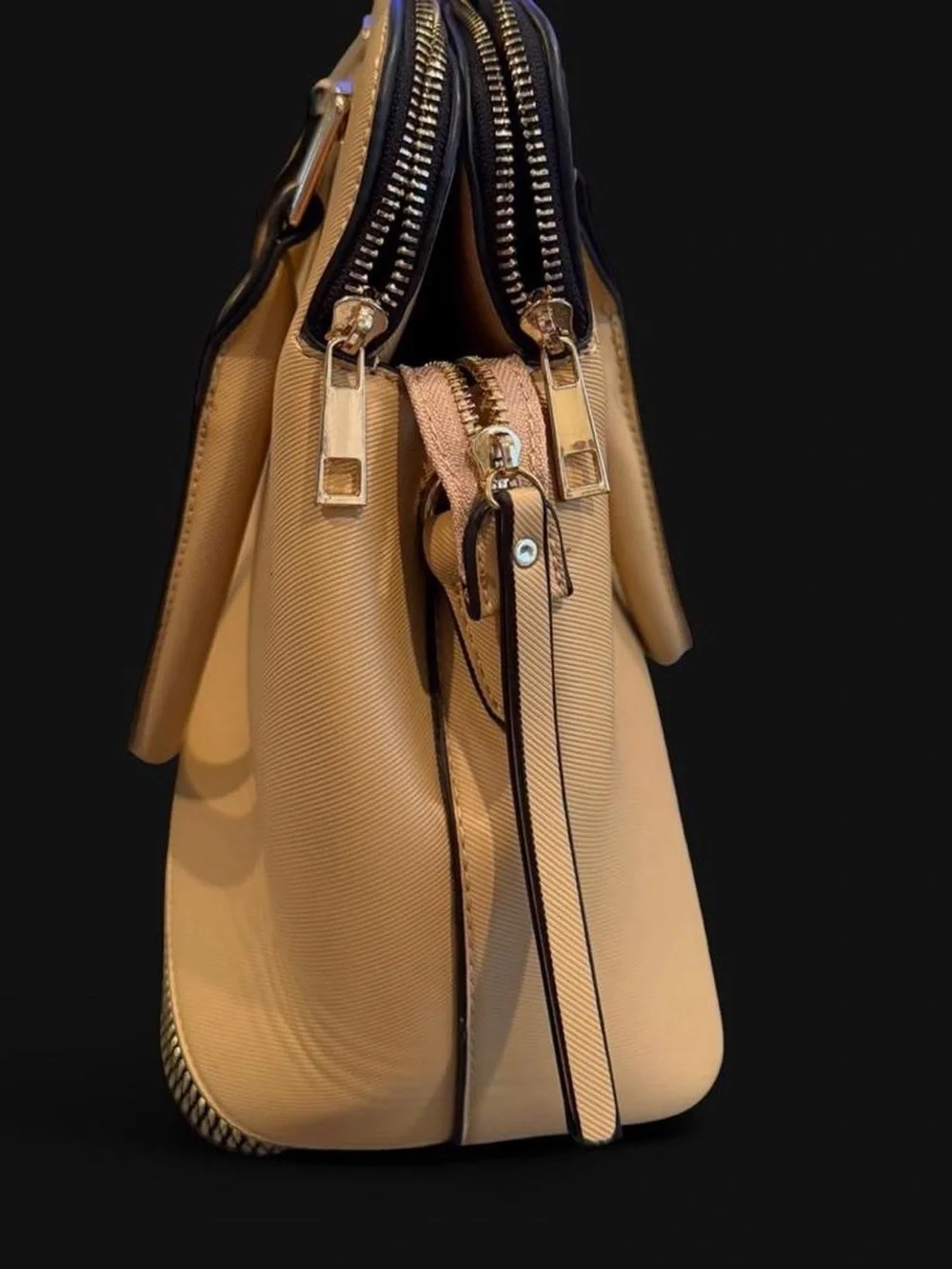 Elegant Cream Dome Satchel with Gold Hardware no long strap