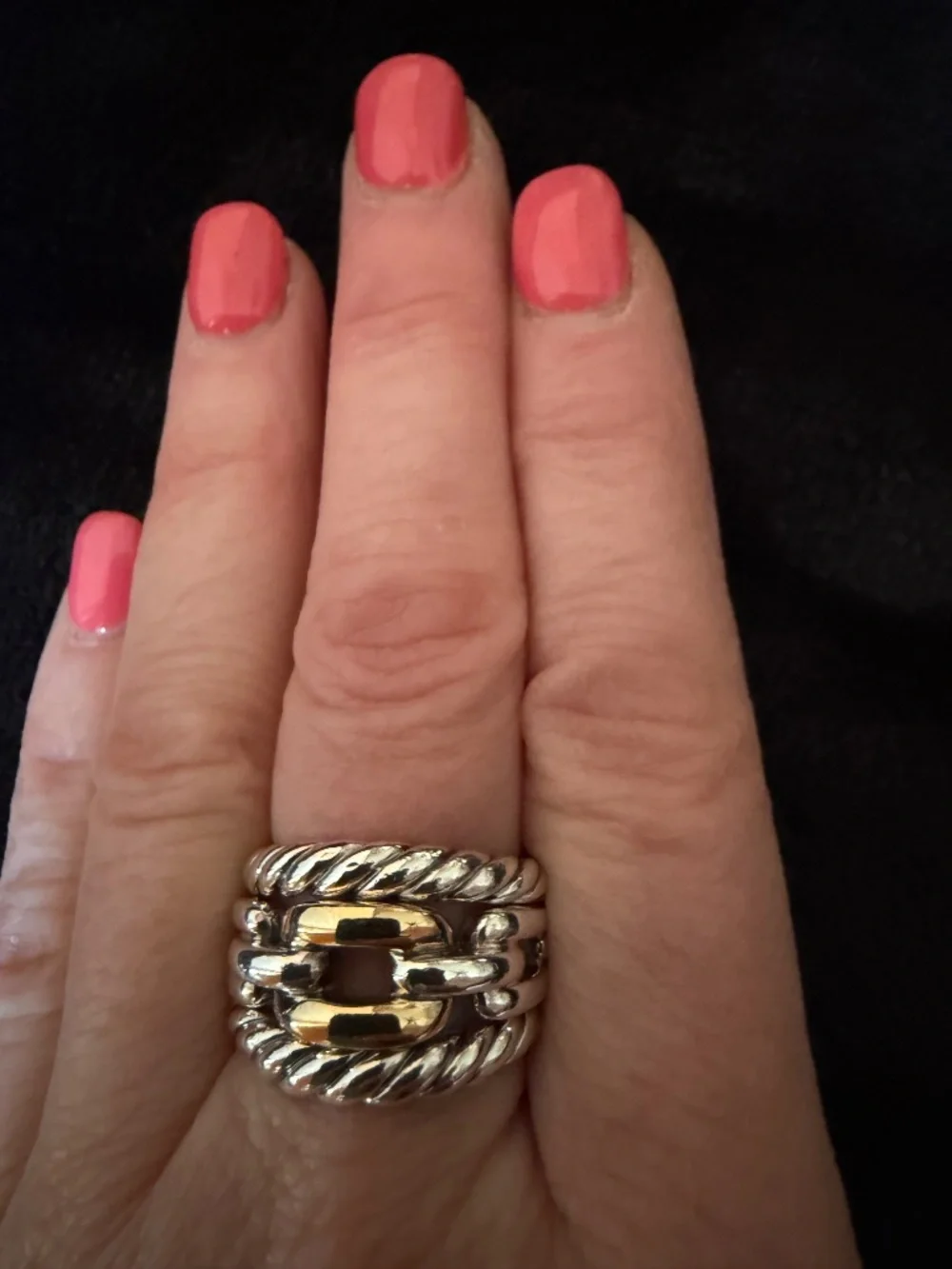 DAVID YURMAN Band Ring Silver and Yellow Gold