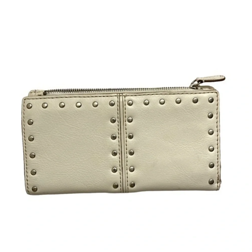 Michael Kors creamy white leather micro studded wallet clutch