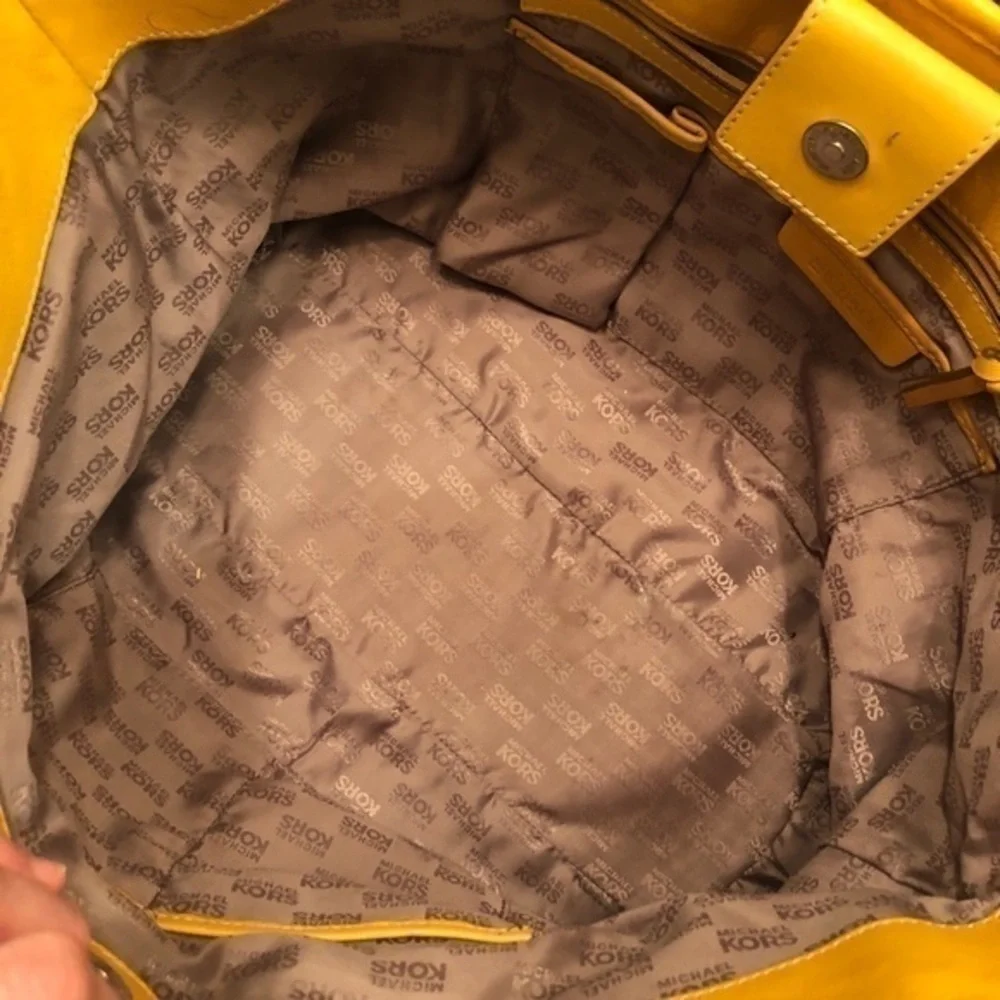 Michael kors yellow shopper tote bag