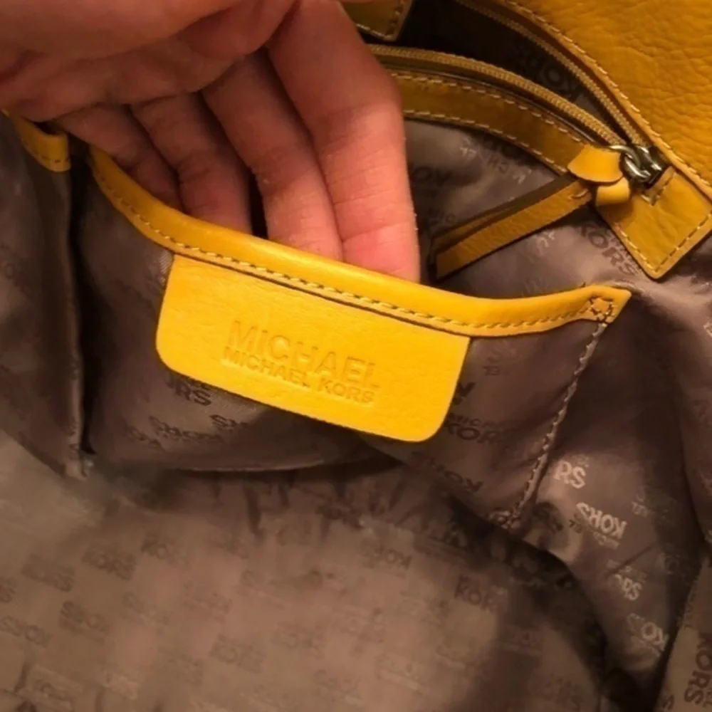 Michael kors yellow shopper tote bag