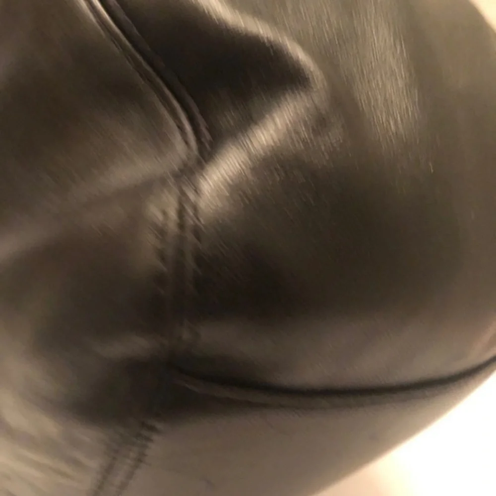 Michael kors black leather chain link tote bag