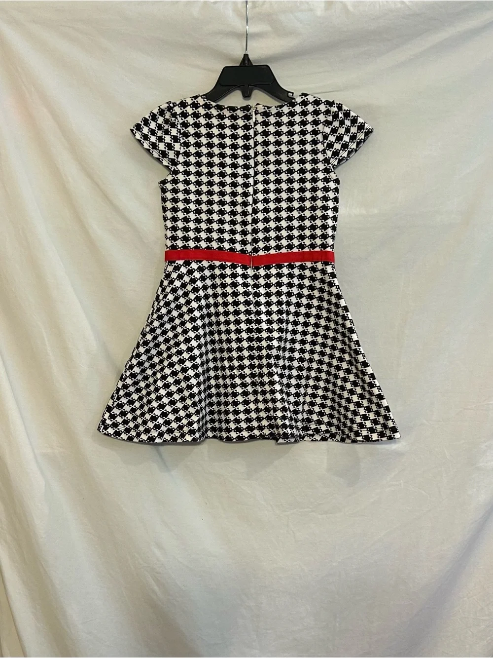 Gymboree Girls 5 Black White Houndstooth Olivia Short Sleeves Ponte Dress Bow