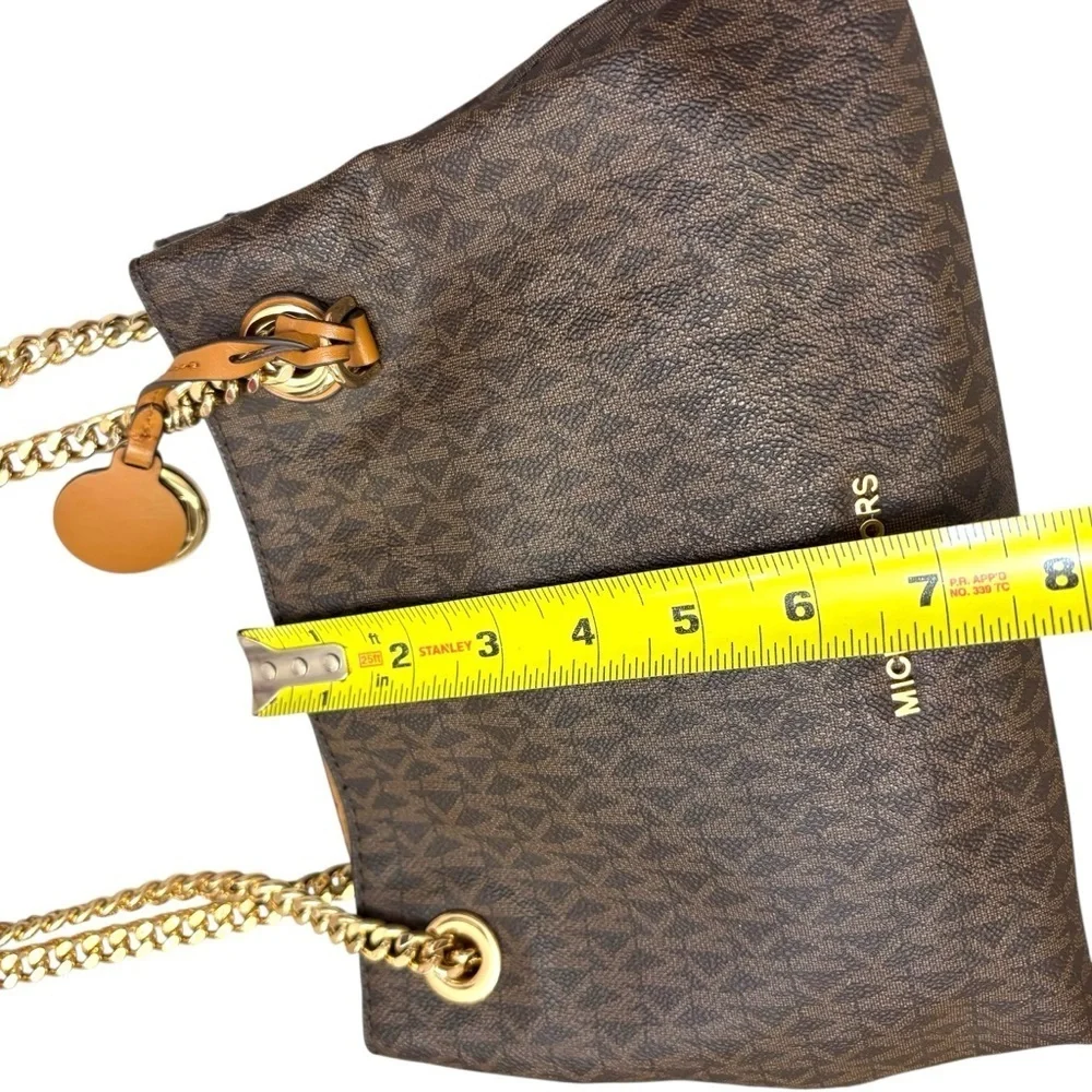 Michael Kors RARE signature ML brown small “medium” jet set chain messenger bag