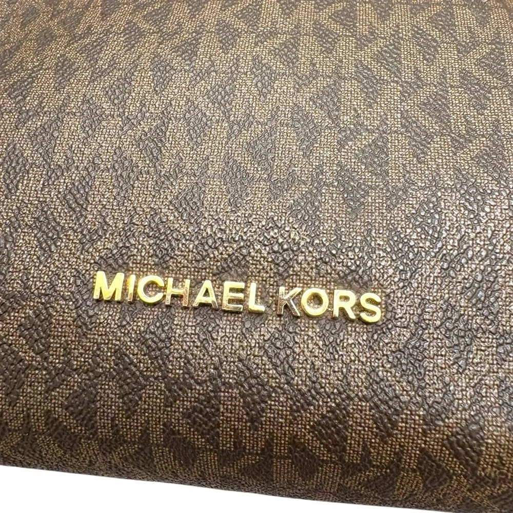 Michael Kors RARE signature ML brown small “medium” jet set chain messenger bag