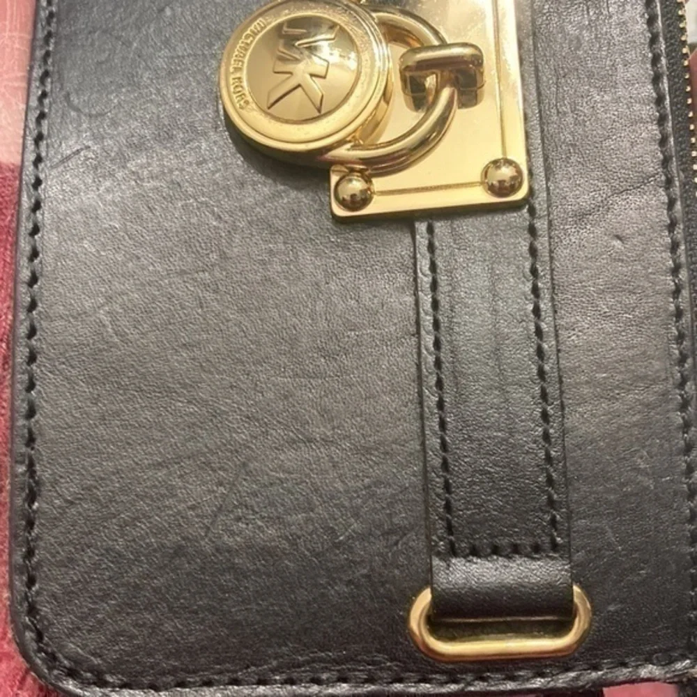 Michael kors black leather Hamilton lock belt bag