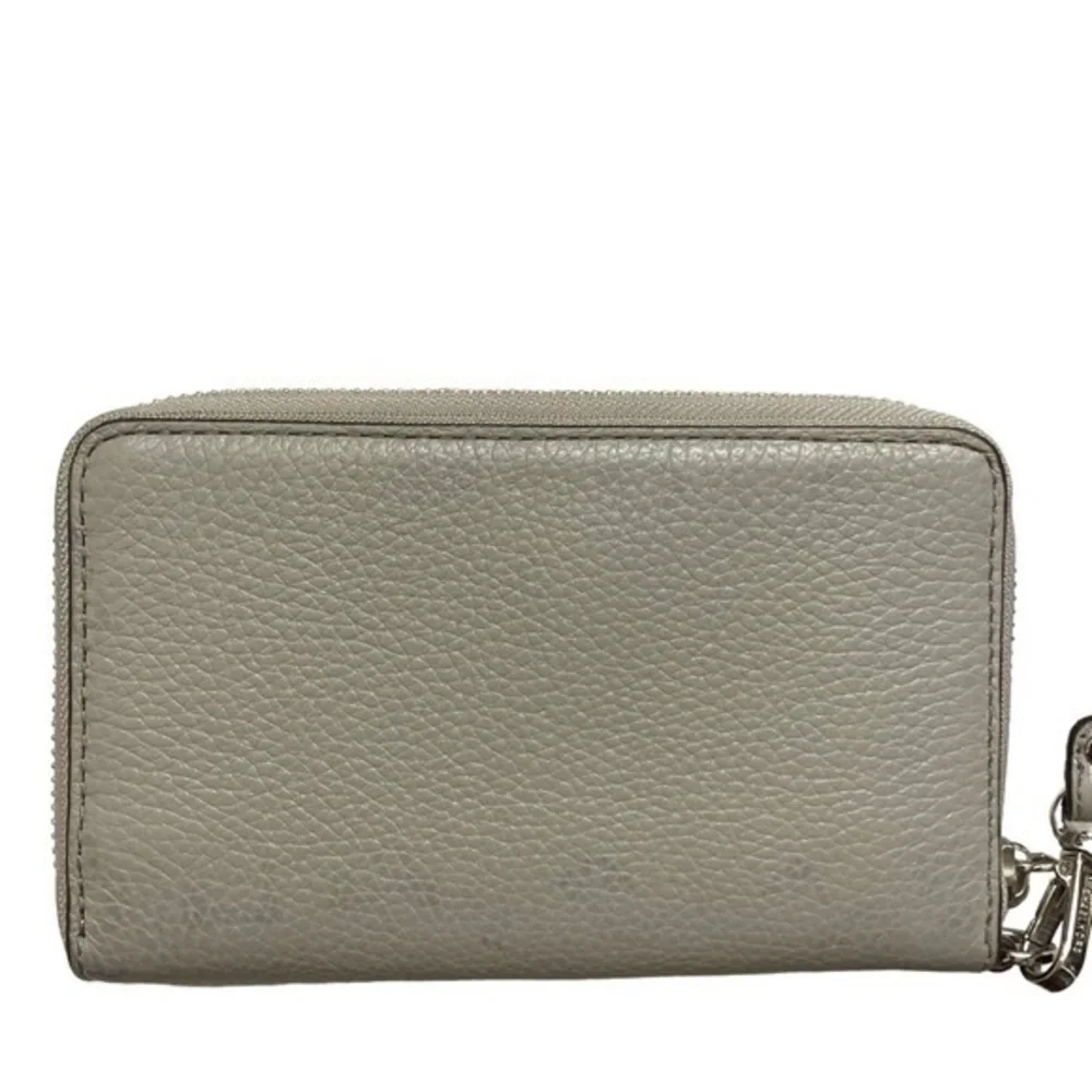 Michael kors gray pebbled leather wristlet wallet clutch