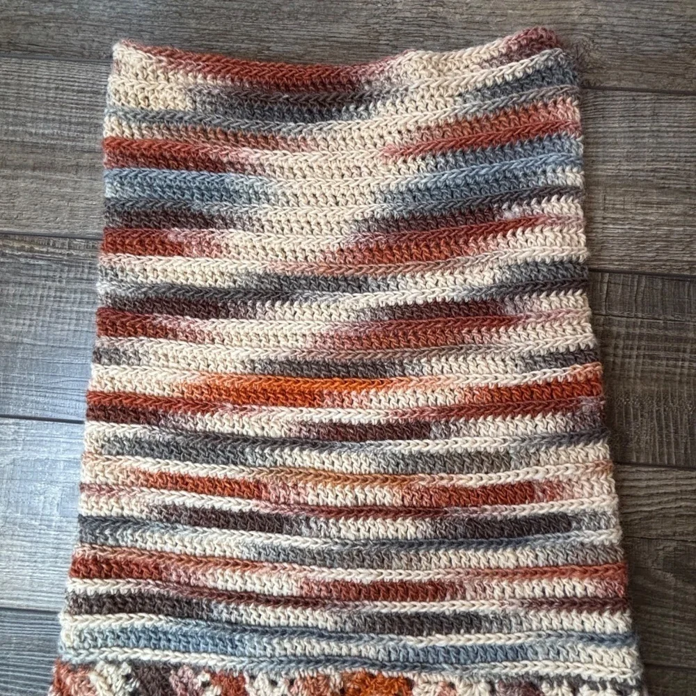 Handcrafted Crochet Hooded Cowl Scarf With Fringe New Handmade by Seller Knit
