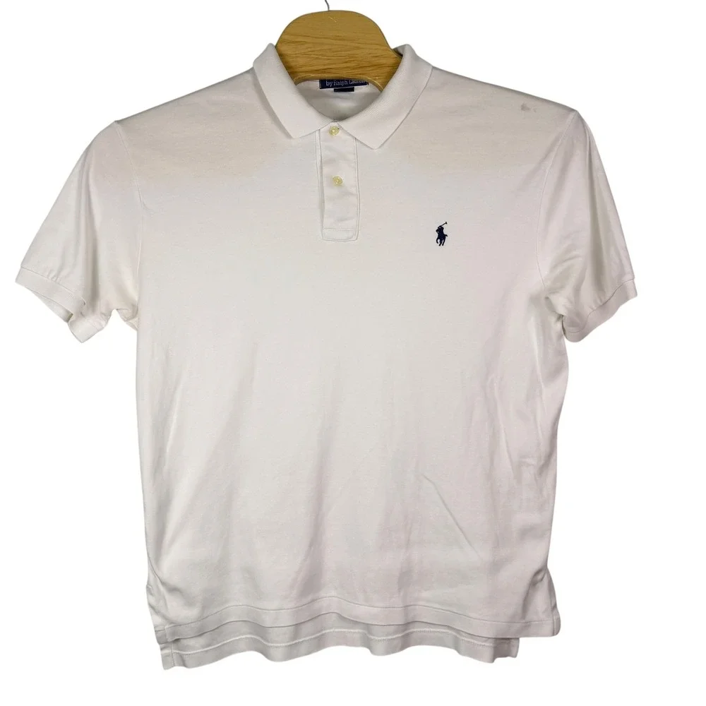 Polo Ralph Lauren Polo Shirt Men Large White Classic Soft Cotton Glf Preppy Pony