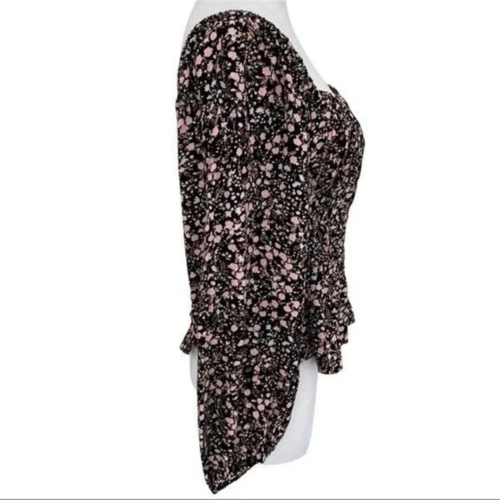 J. Crew Puff sleeve Drapey Crepe Top Fall Garden Floral Size M and L NWT