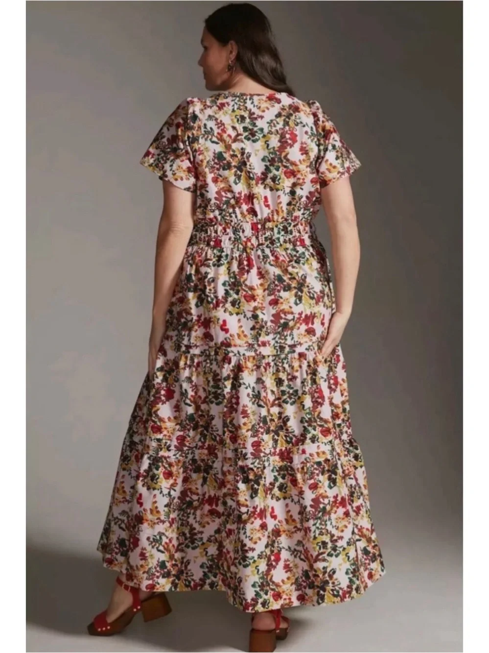 Anthropologie Somerset Floral Pink Maxi Dress Smocked Cotton Size Small NWT