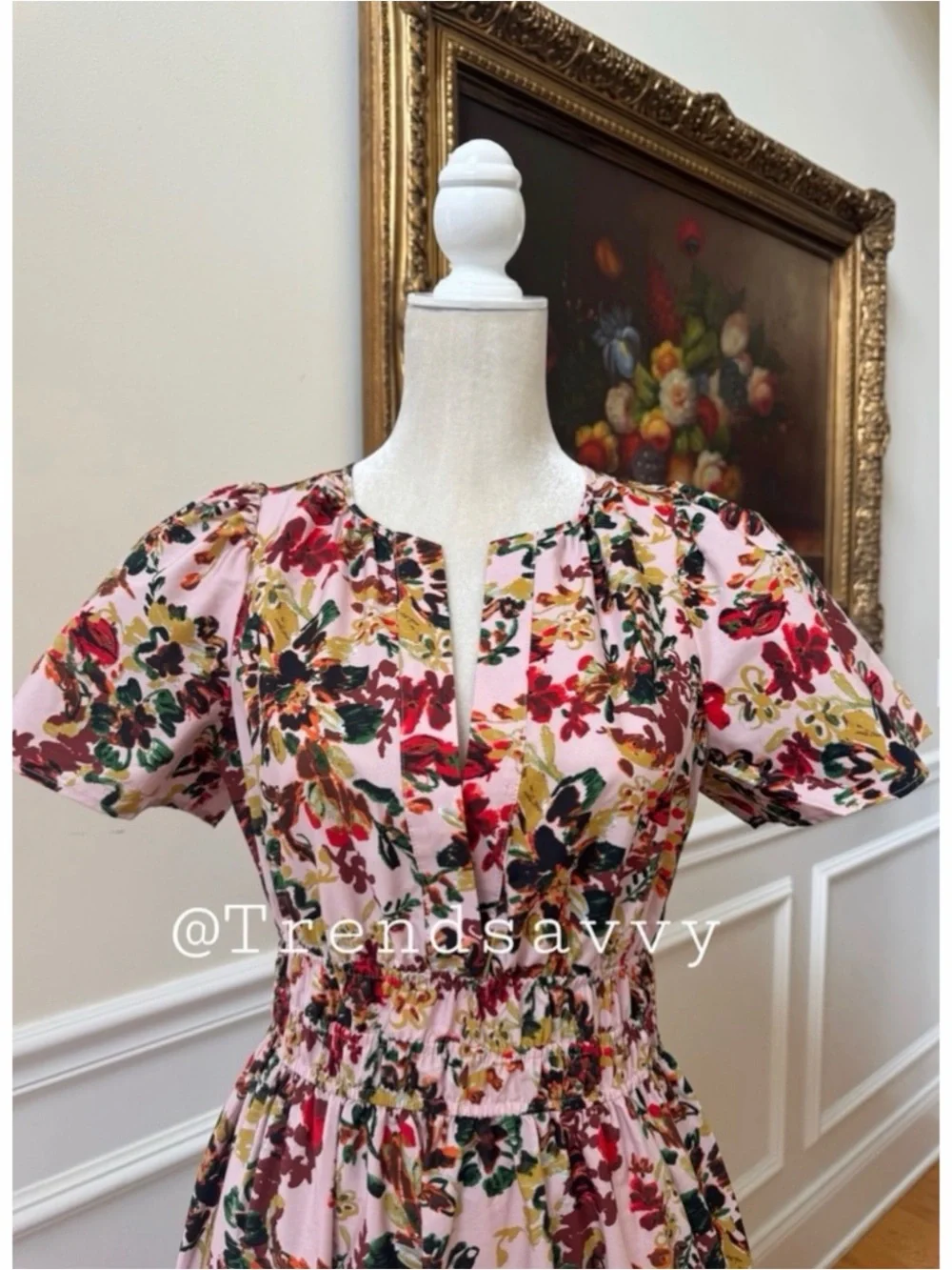 Anthropologie Somerset Floral Pink Maxi Dress Smocked Cotton Size Small NWT