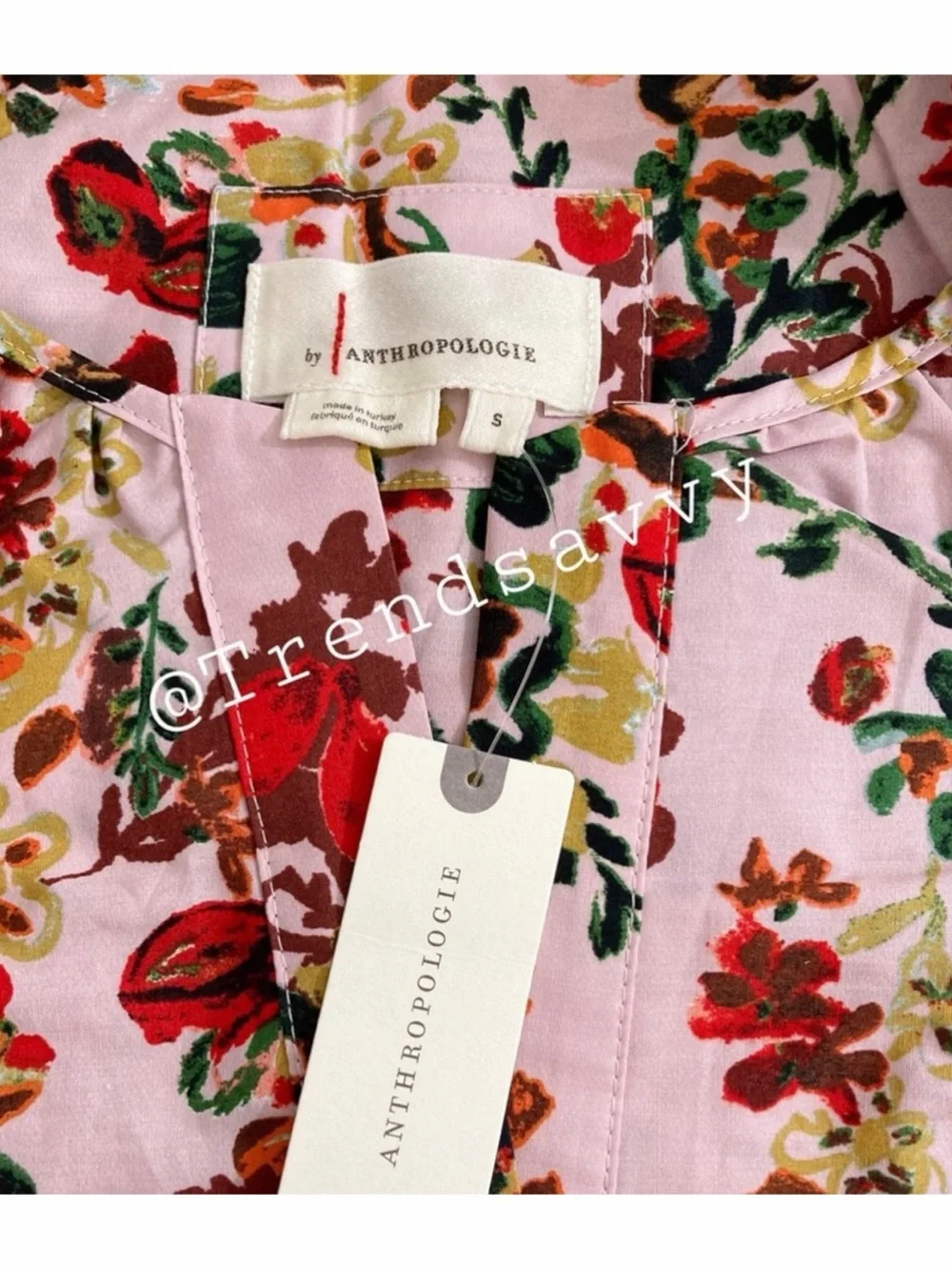 Anthropologie Somerset Floral Pink Maxi Dress Smocked Cotton Size Small NWT