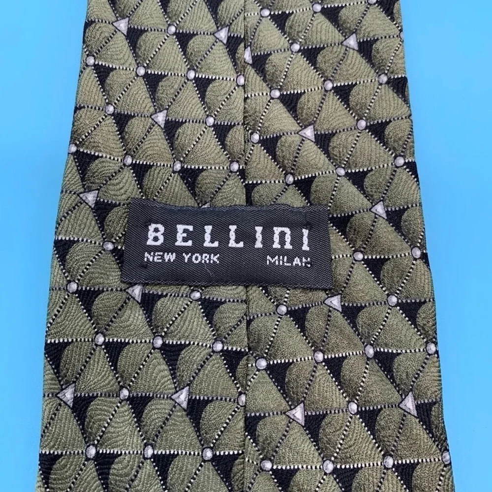 Vintage Bellini Geometric Print 100% Silk Men's Classic Neck Tie