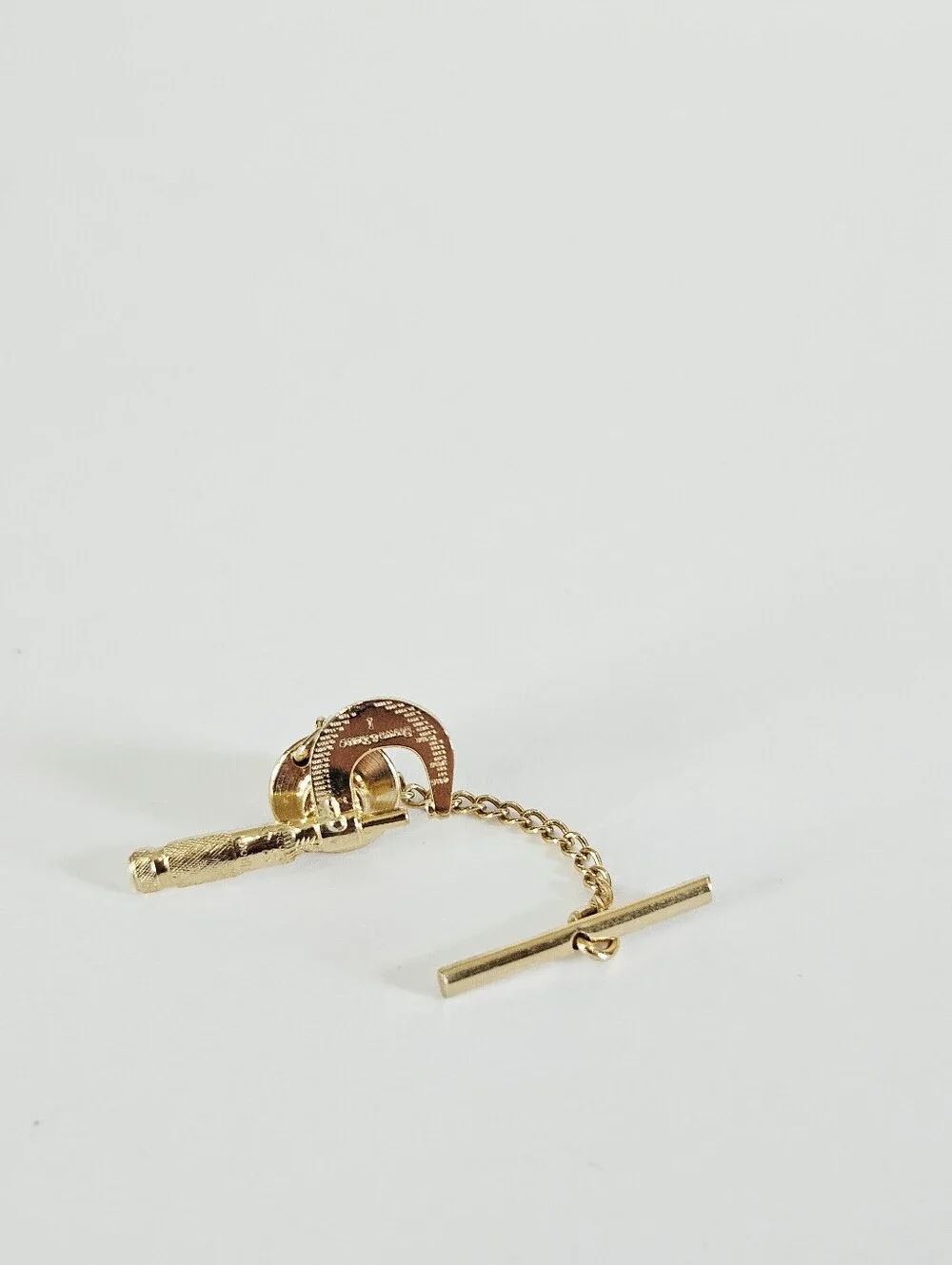 Vintage Brown & Sharpe Engineer Tools Gold Tone Micrometer Tie Lapel Pin Brooch