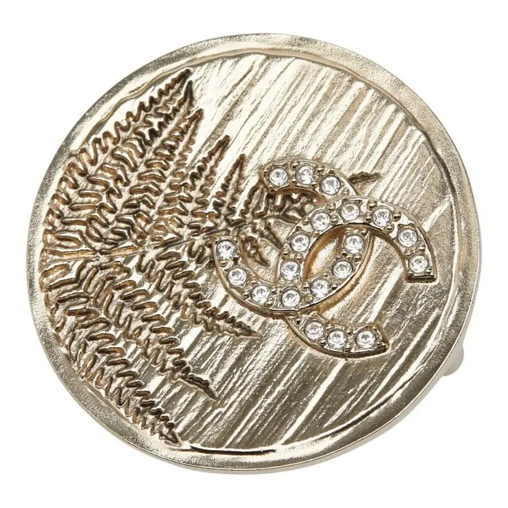 CHANEL Gold Logo Brooch