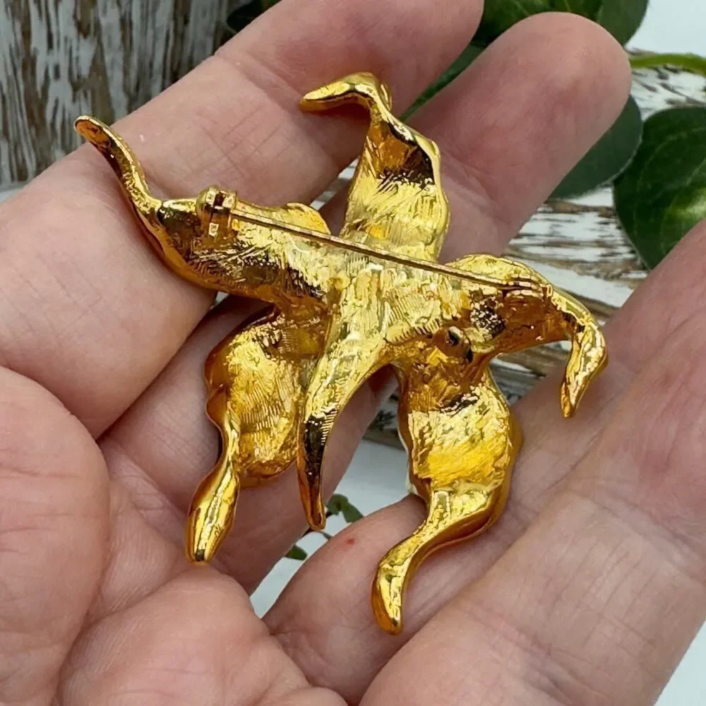Vintage Enamel Lily Flower Brooch